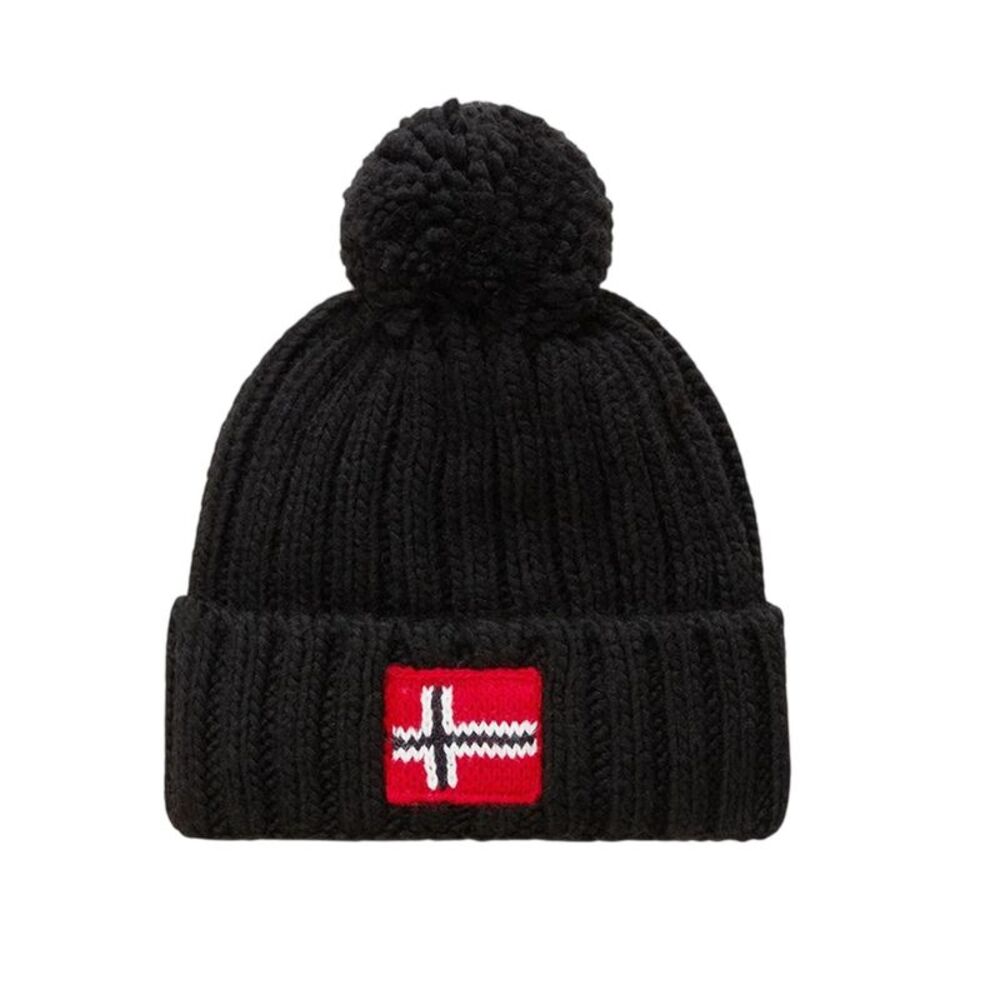 Napapijri Childrens/Kids Napa Semiury Wool Blend Bobble Hat / Black